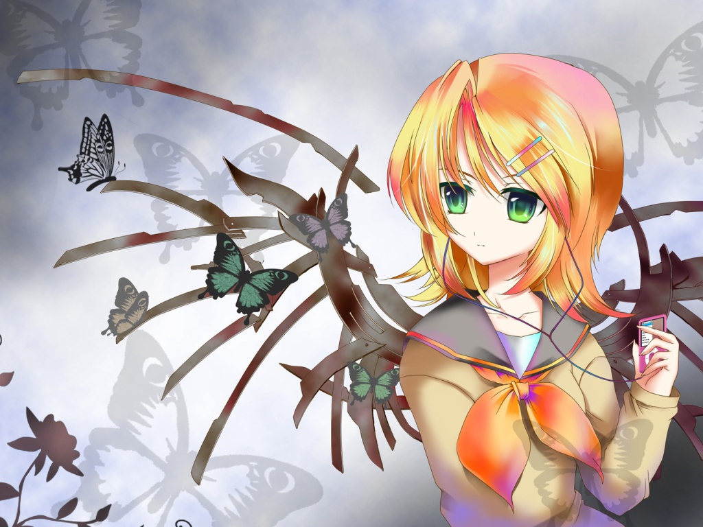 Блондинка с бабочками