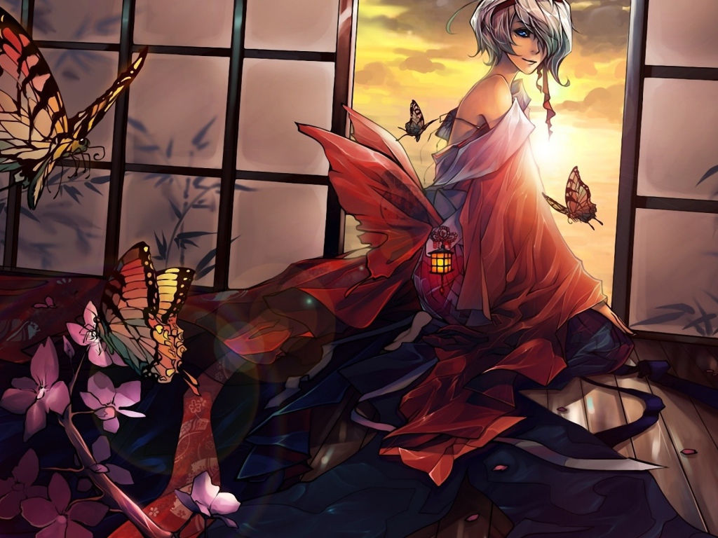 Девушка и бабочки