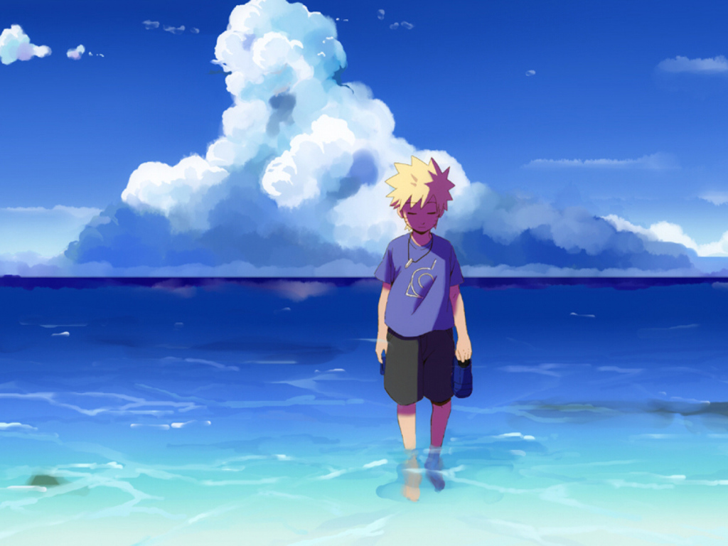 Мальчик идет по воде