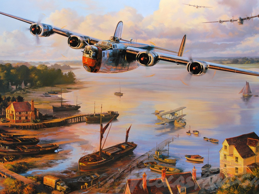 Старый самолет над бухтой