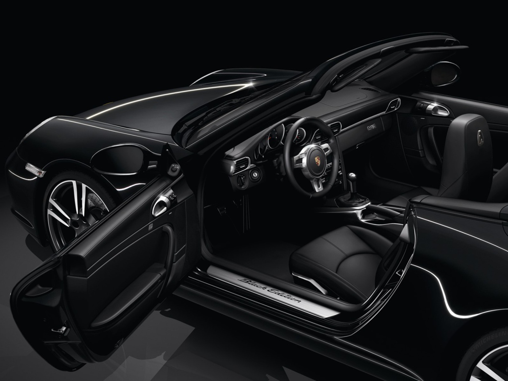 Черные обои с роскошным порше