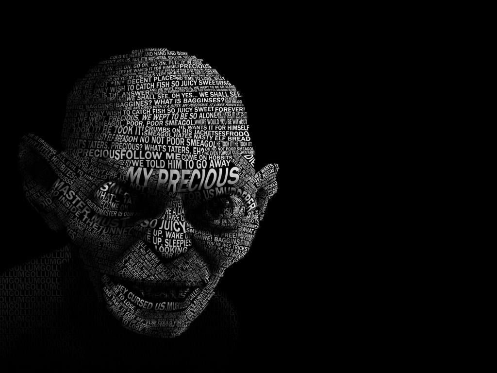 Голлум на черных обоях