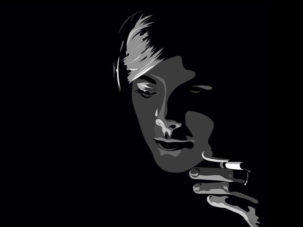 Лицо человека на черных обоях