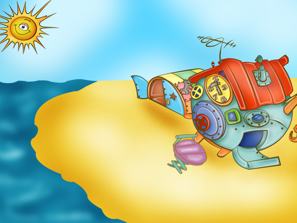 Beach in the cartoon Kikoriki