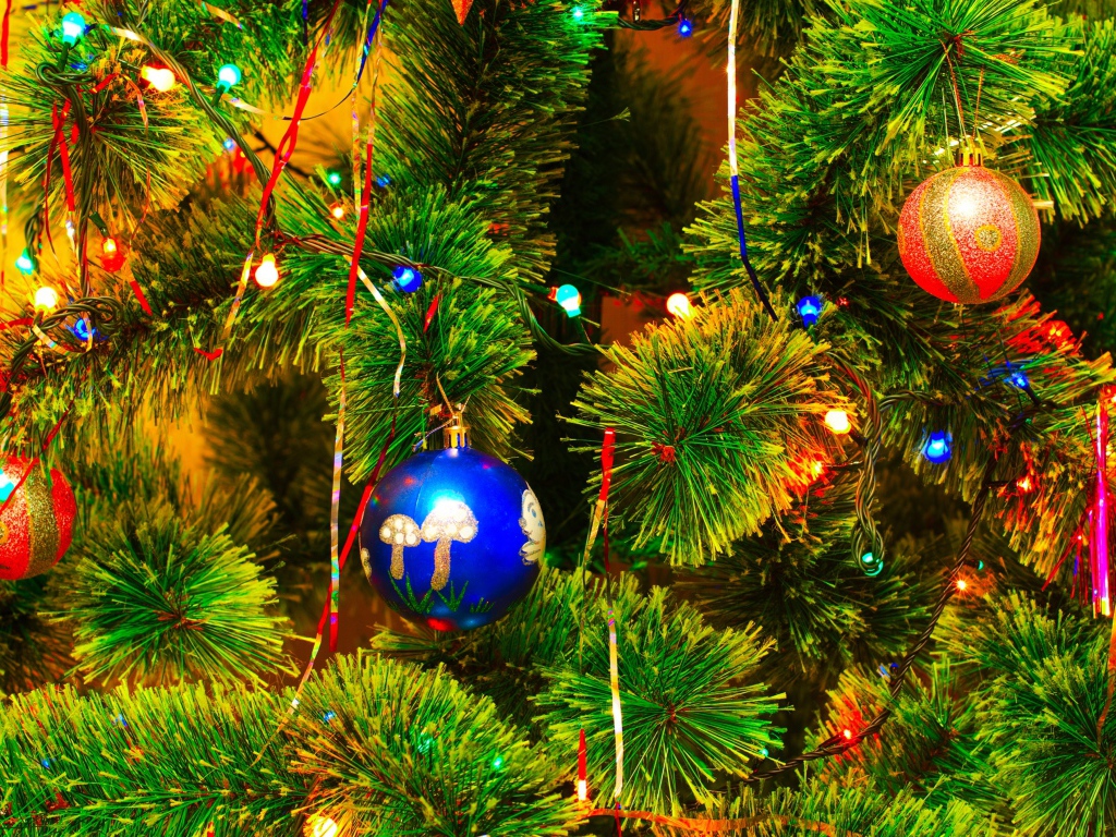 Christmas tree with blue ball
