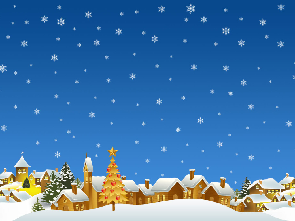 Снежная зима на Рождество