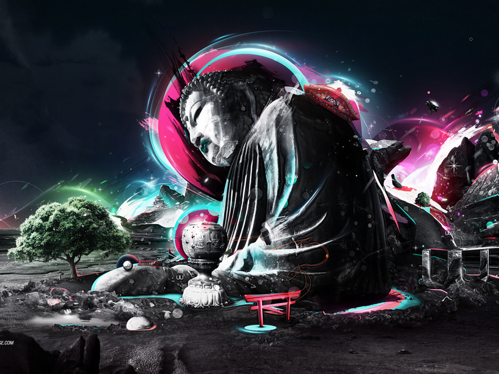 Будда на фоне космоса