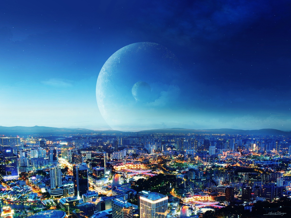 Фантастический ночной город