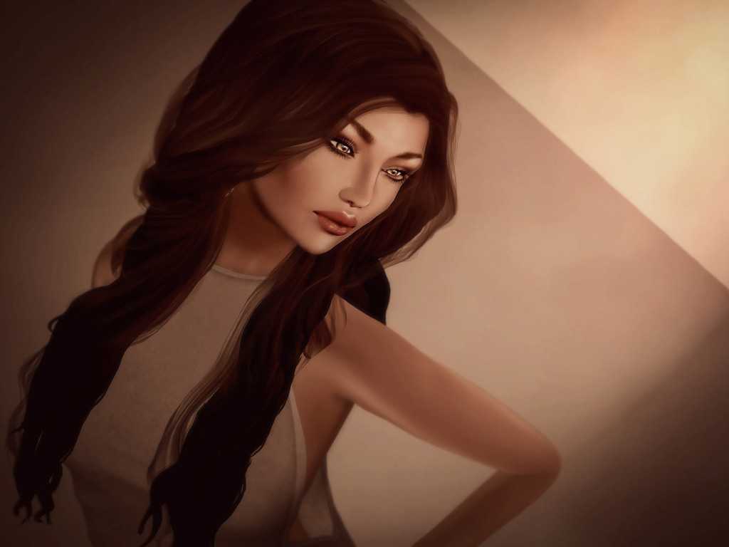 Темные волосы у девушки