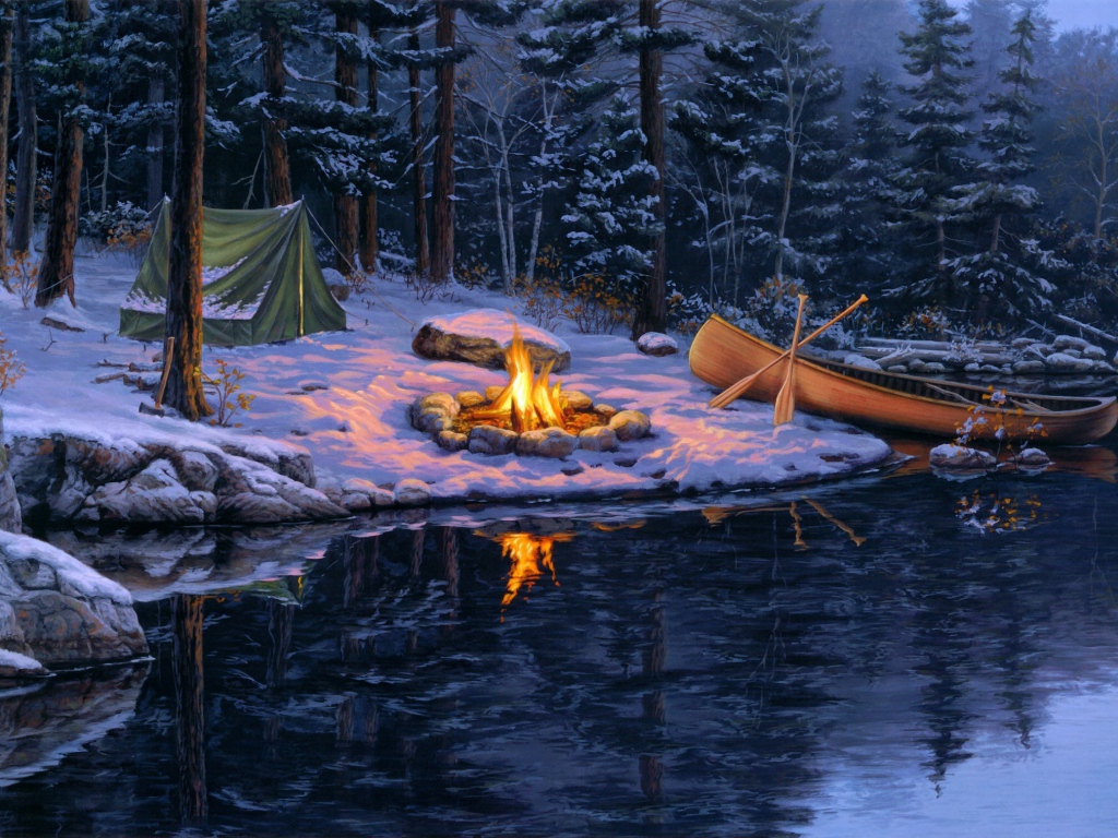 Костер на берегу реки