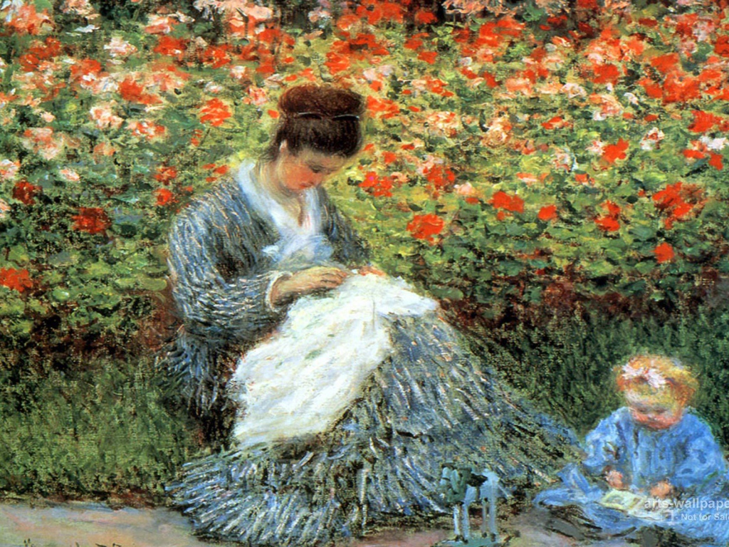 Картина Клода Моне - Женщина с ребенком