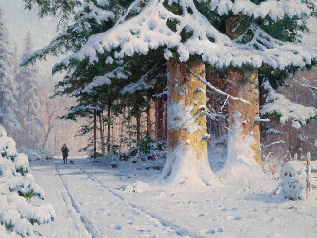 Человек в зимнем лесу