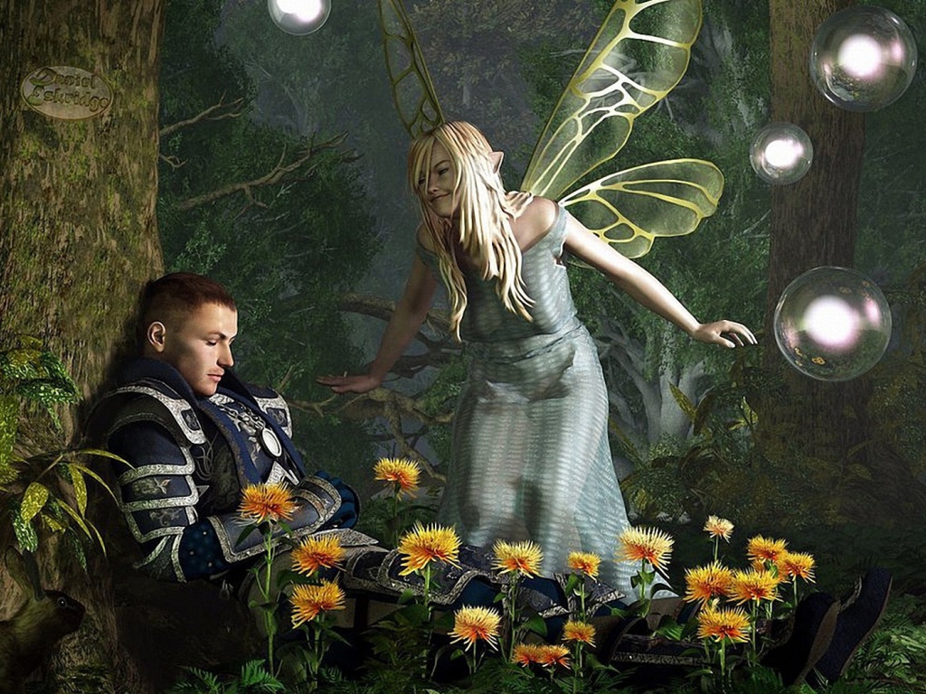 Фея около спящего человека