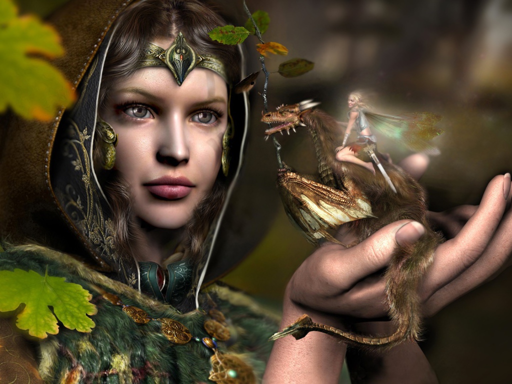 Девушка с драконом на ладони