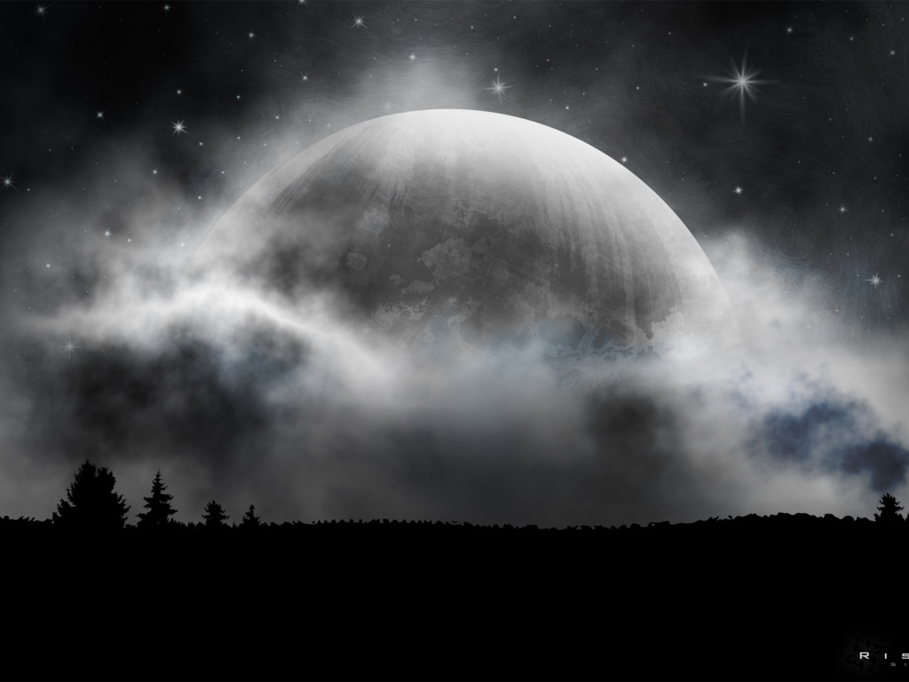 Планета на облачном небе