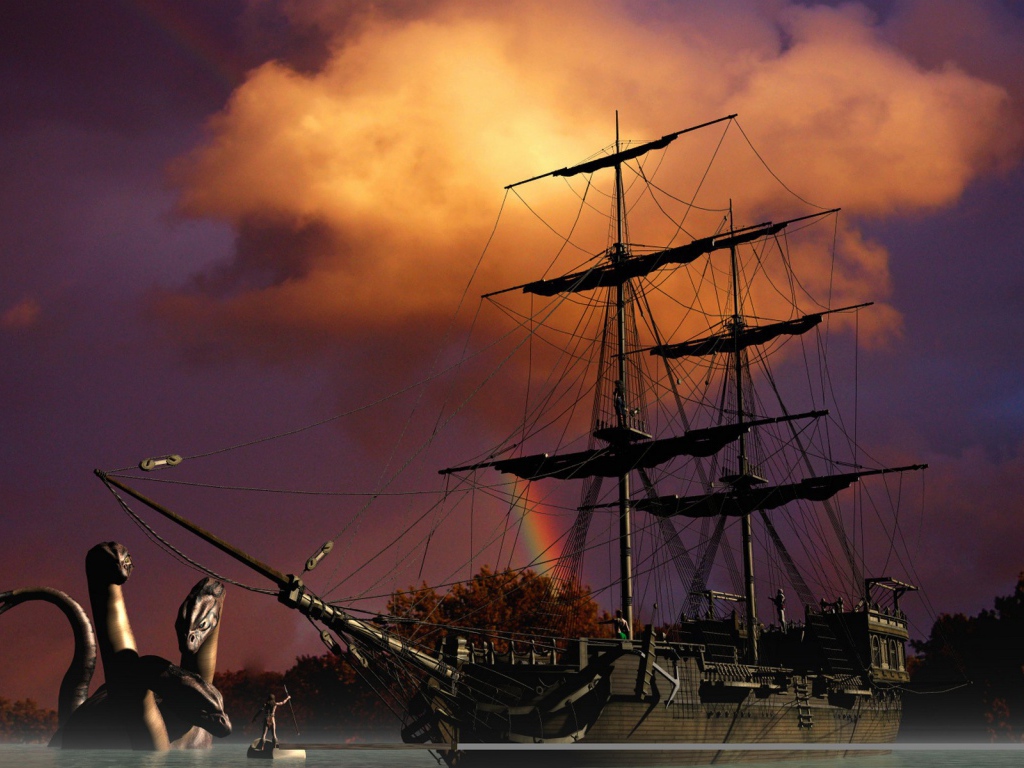 Корабль и морской змей