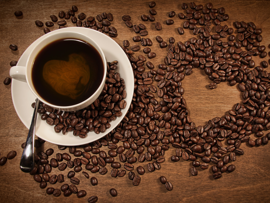 Сердечко из кофейных зерен