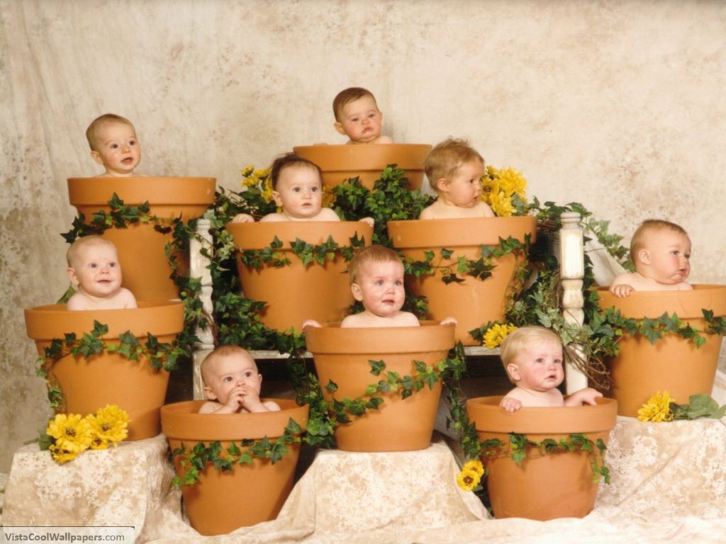 Children grow in pots