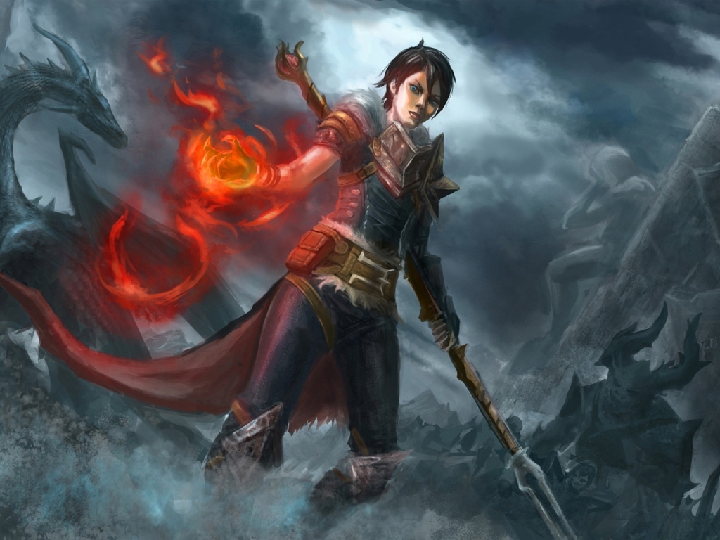 Девушка с огнем в руке