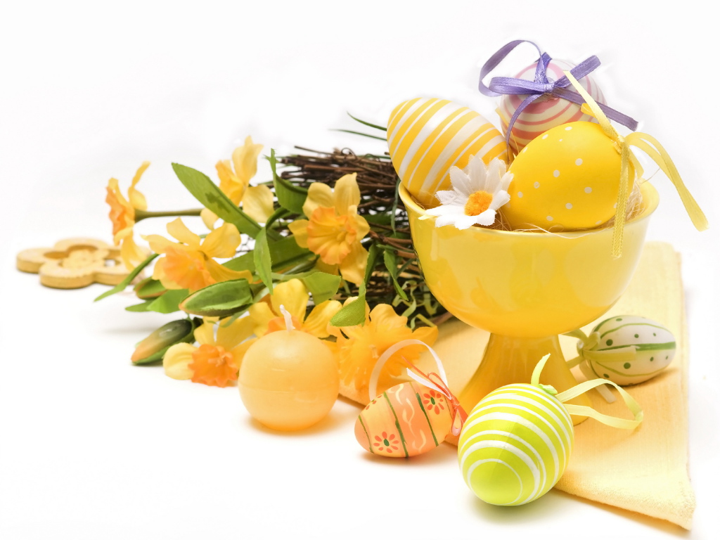 Желтый пасхальный букет на Пасху
