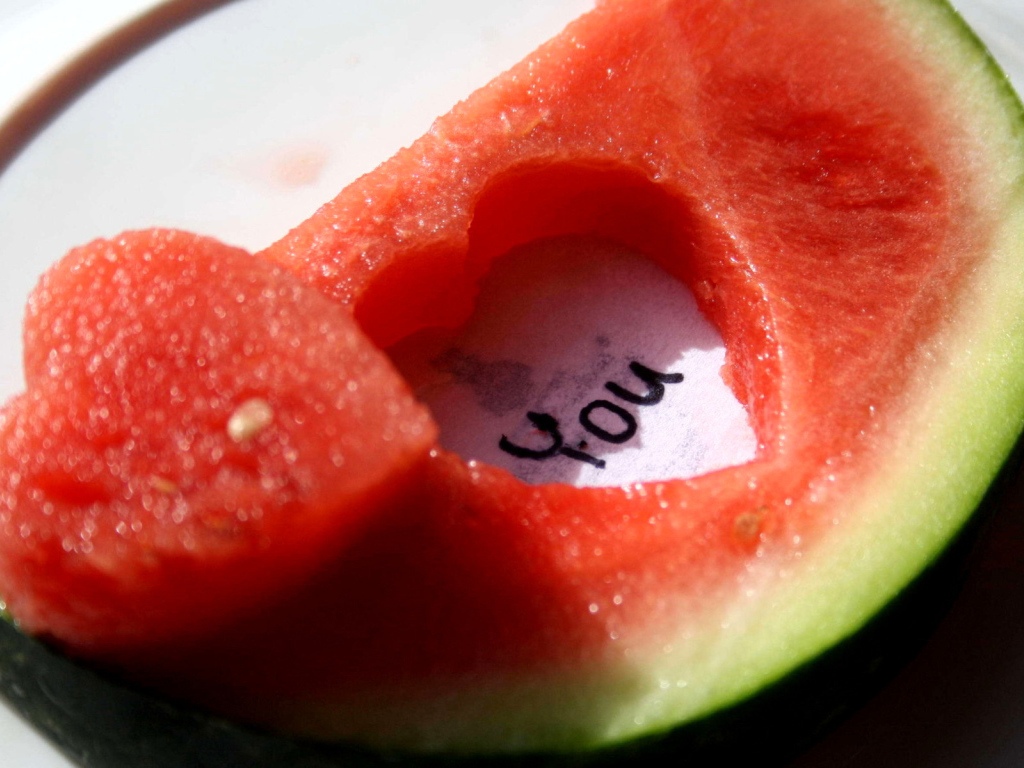 Heart of watermelon on Valentine's Day February 14