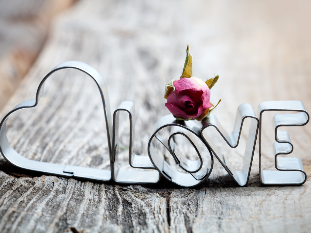 Слово любовь из металла