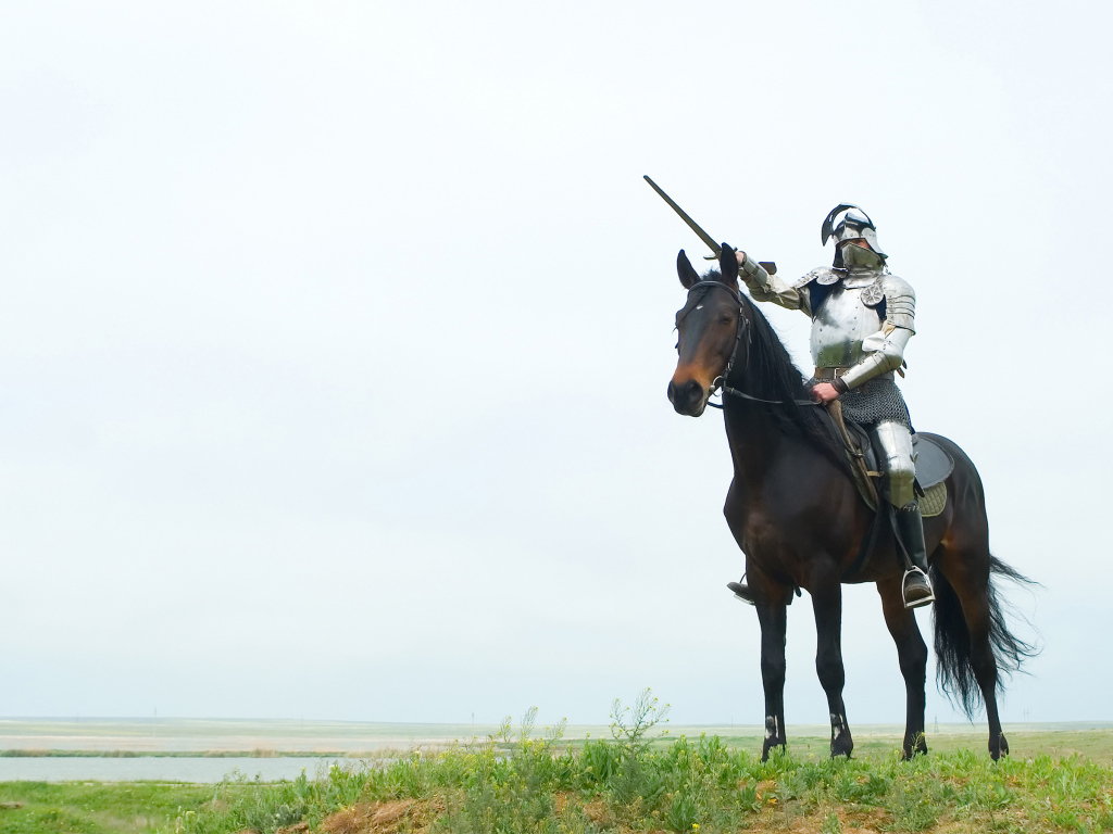 Рыцарь с мечом на лошади