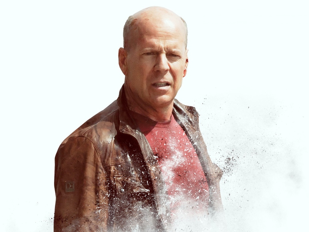 Известный киноактер Брюс Уиллис на белом фоне