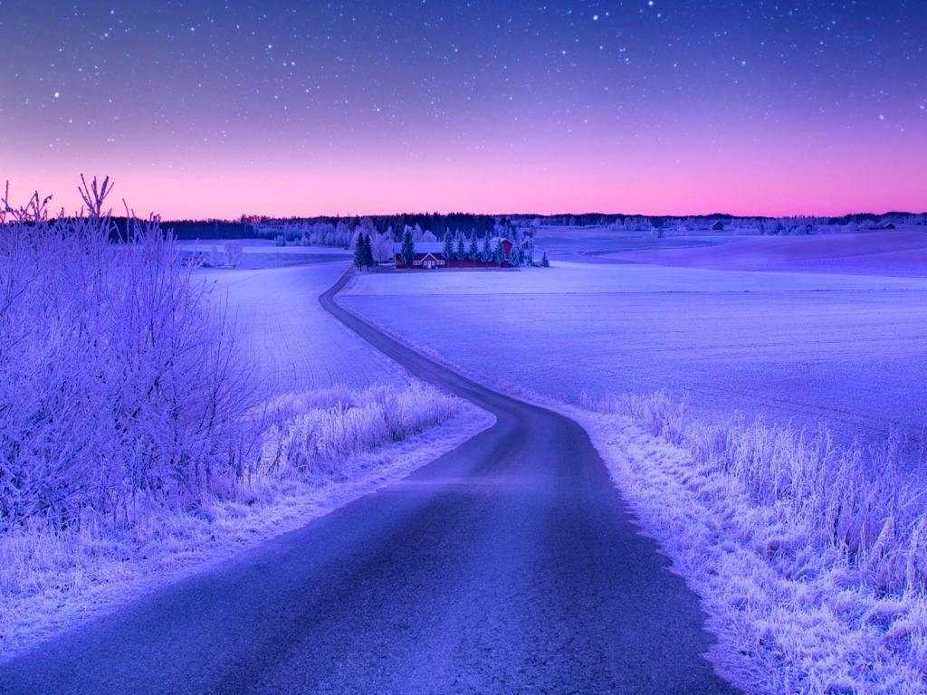 Bечерний зимний пейзаж