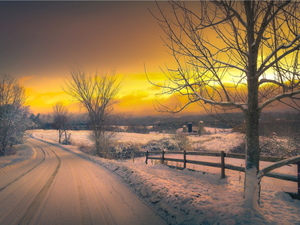 Желтый зимний закат