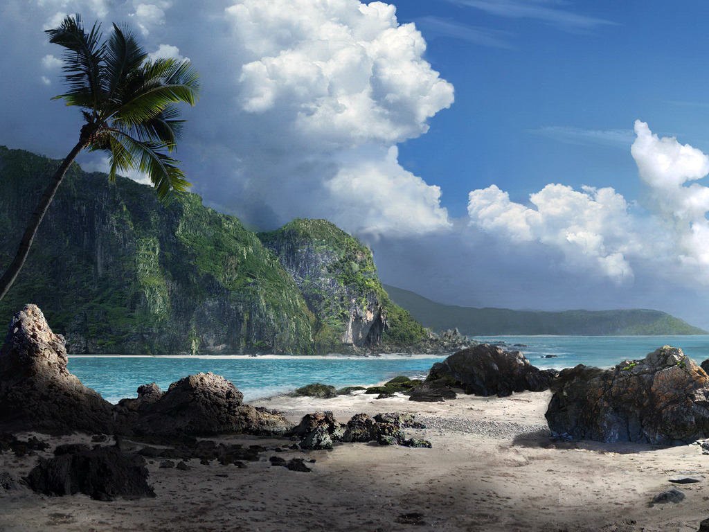 Пляж у залива