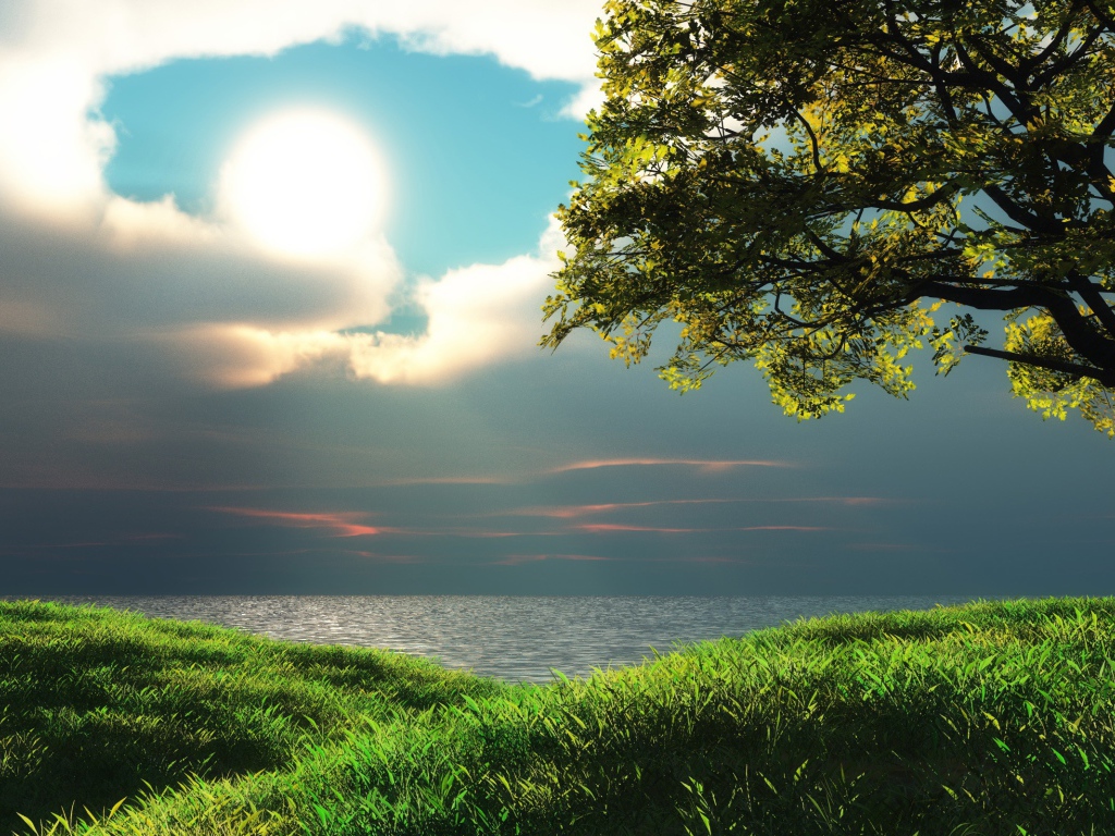 Солнце между облаков