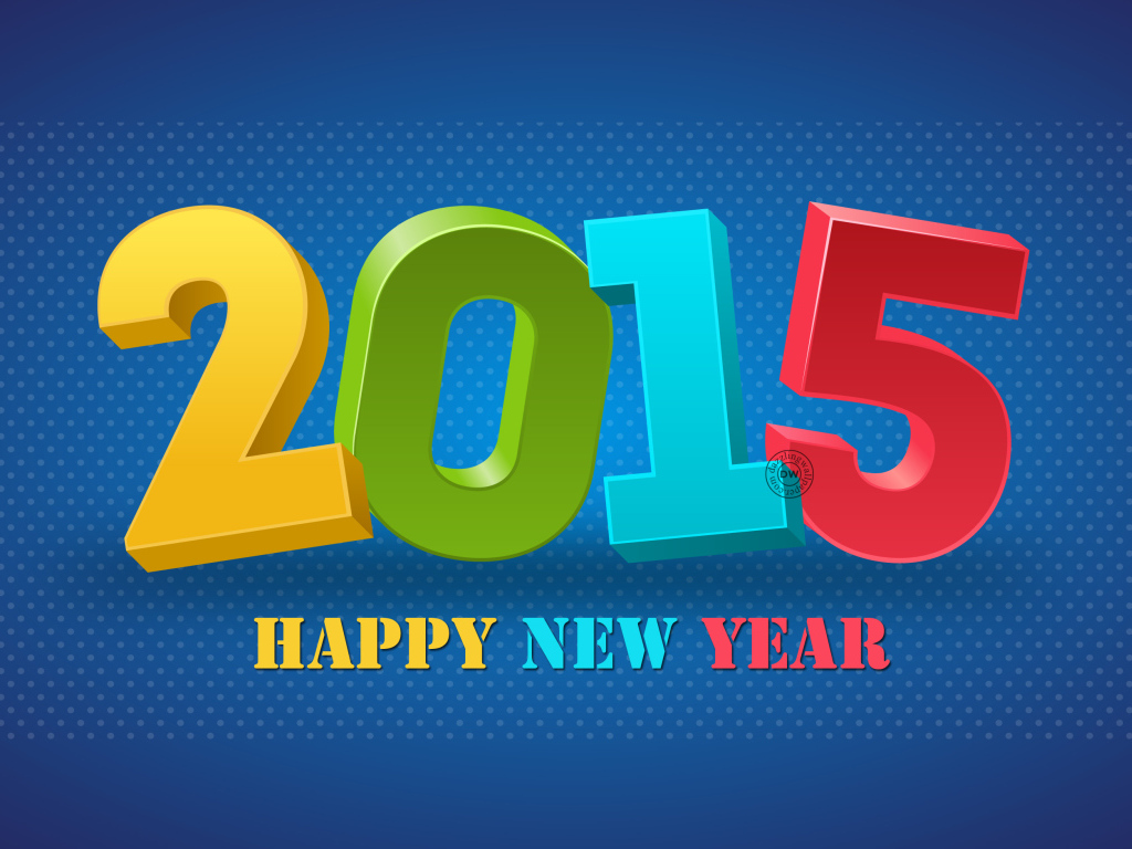 Красочная открытка на Новый Год 2015