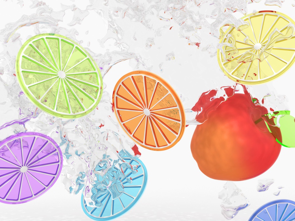 Яблоко и цветные дольки