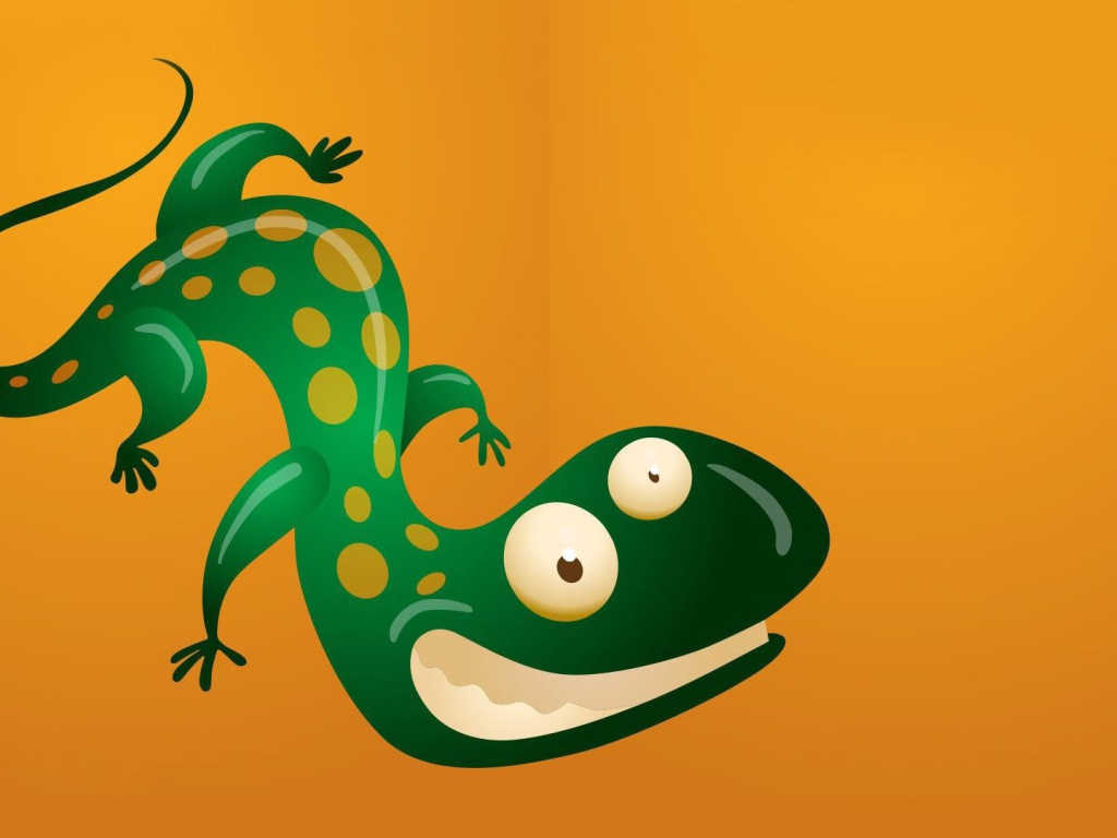 Ящерица на оранжевом фоне