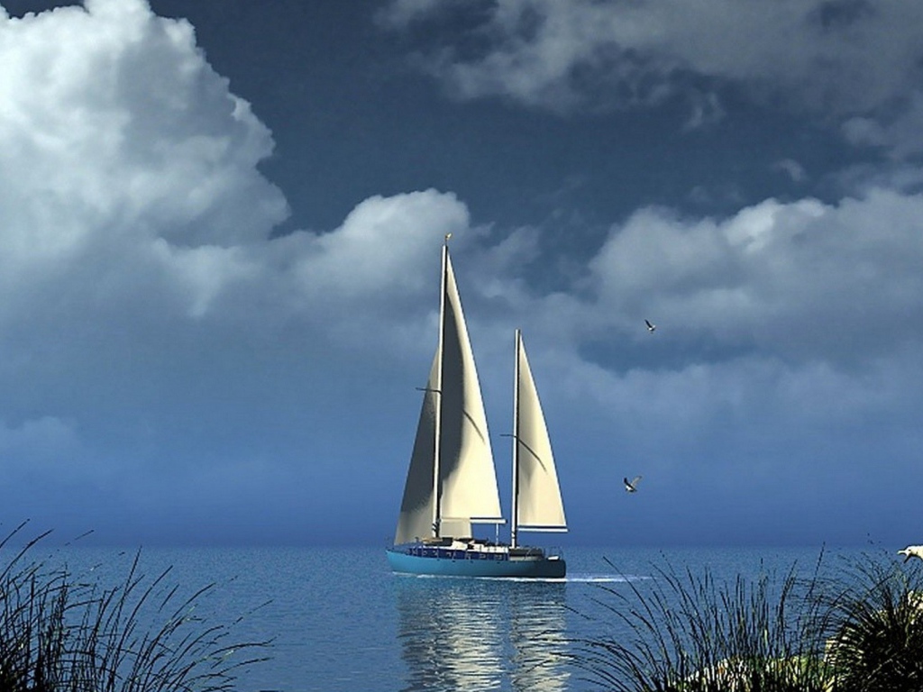 Парусная яхта в море