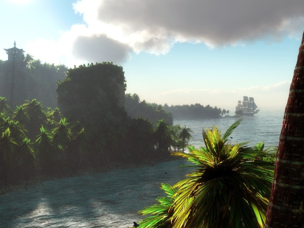 Корабль подходит к берегу