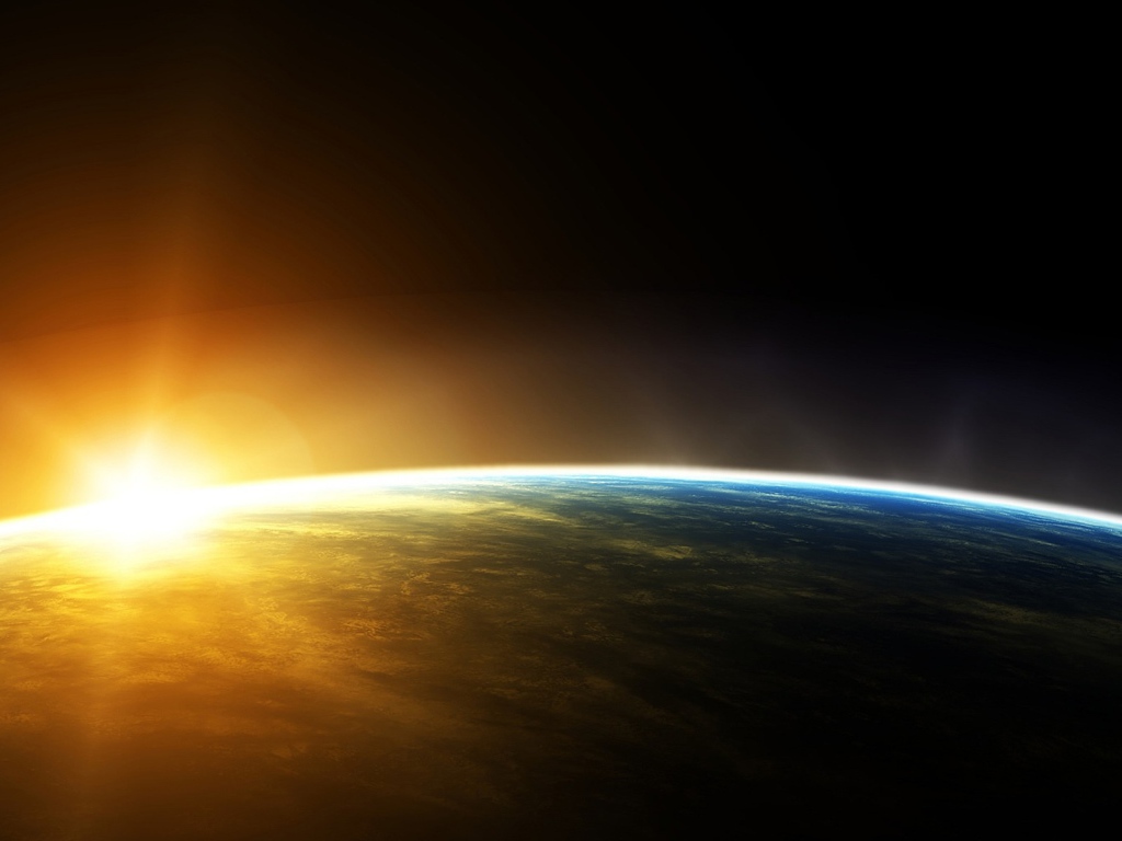 Вид на закат из космоса