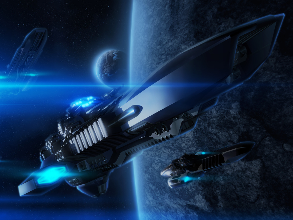 Космические корабли у планеты