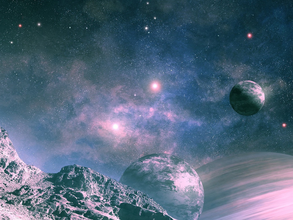 Звездное небо с планетами