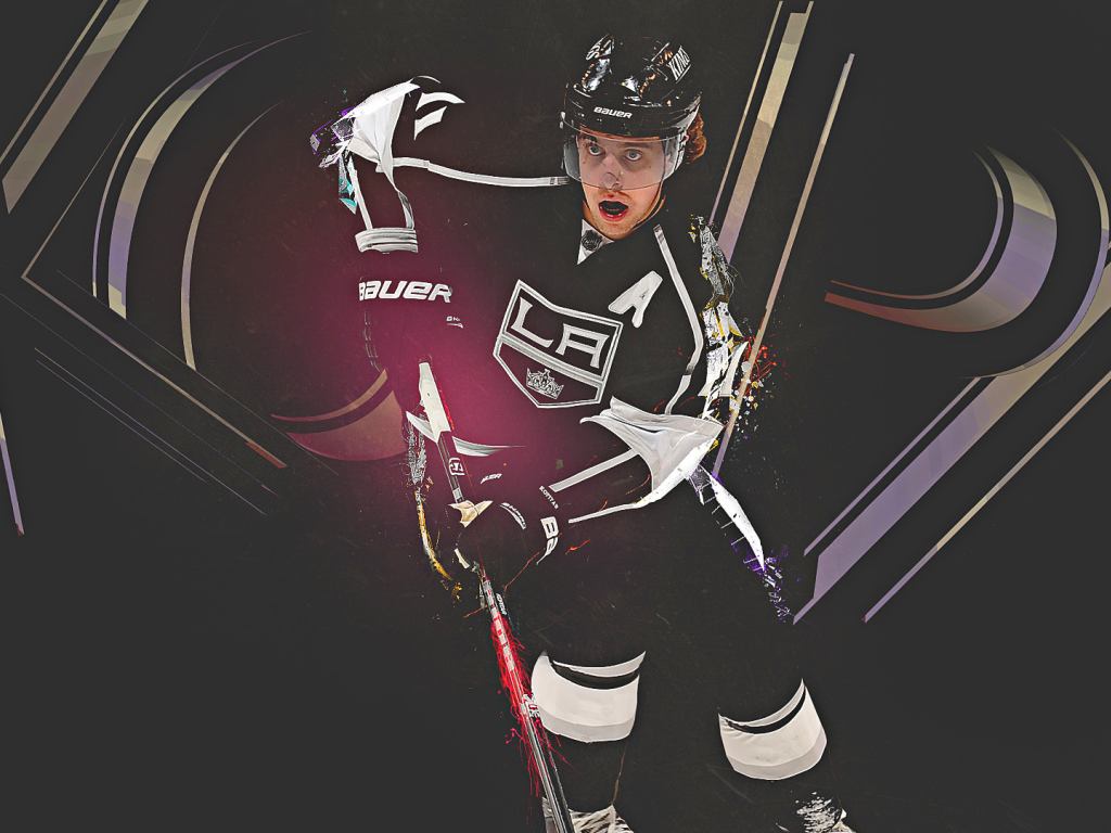 Анже Копитар на черном фоне