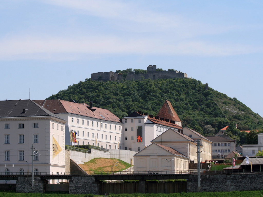 Дома на фоне холма в городе Гайнберг, Австрия