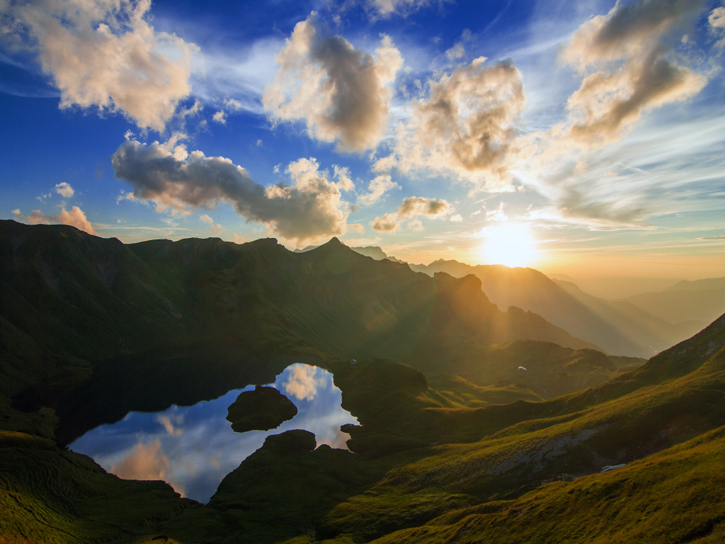 Закат в горах Германии