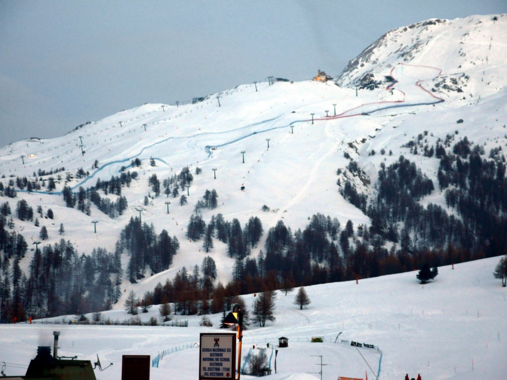 Лыжная трасса на горнолыжном курорте Сестриер, Италия