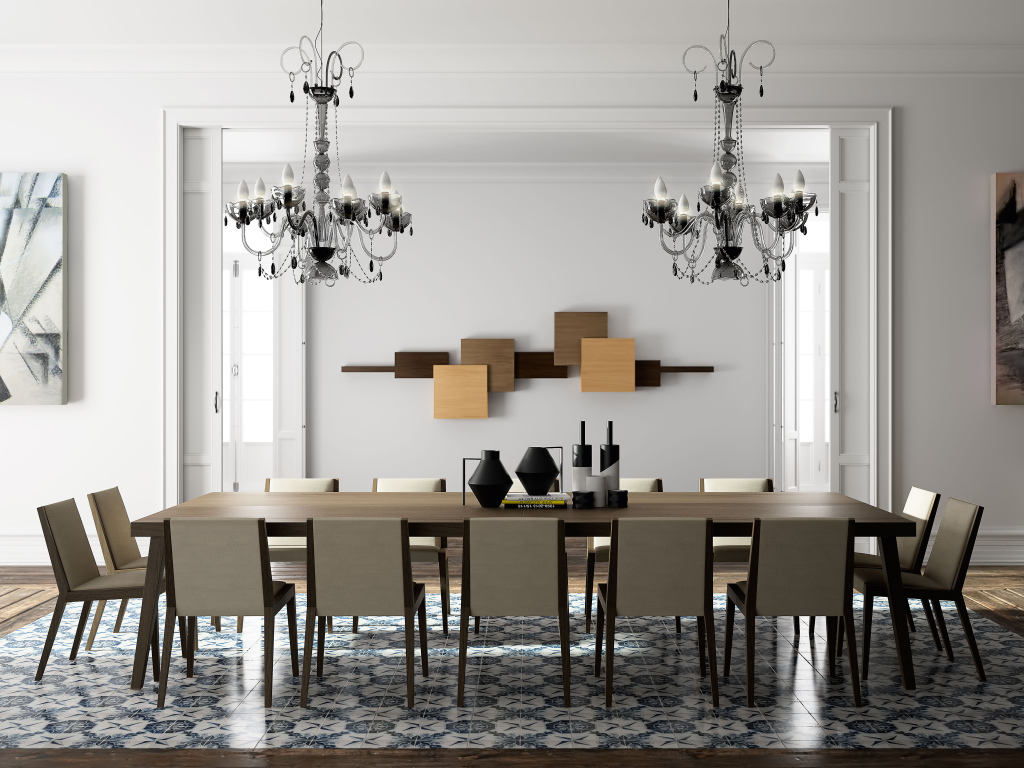 Большой стол в столовой