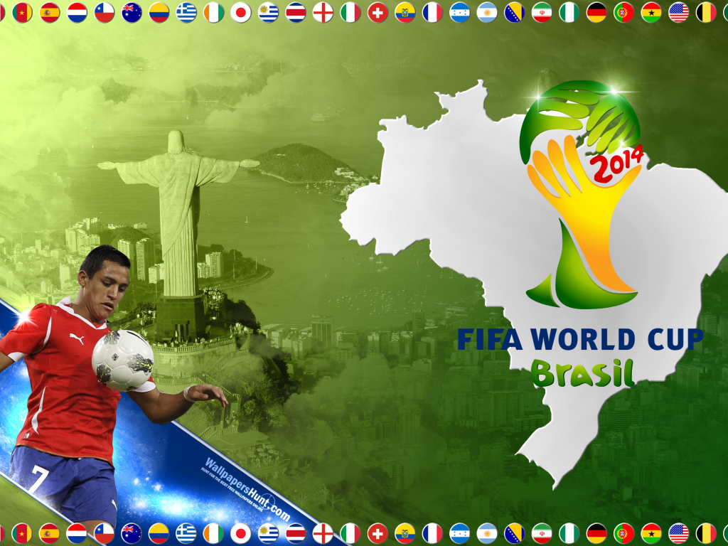 Алексис Санчес из Чили на Чемпионате мира по футболу в Бразилии 2014
