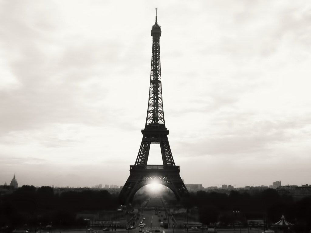 Beauty Eiffel Tower, black and white photo