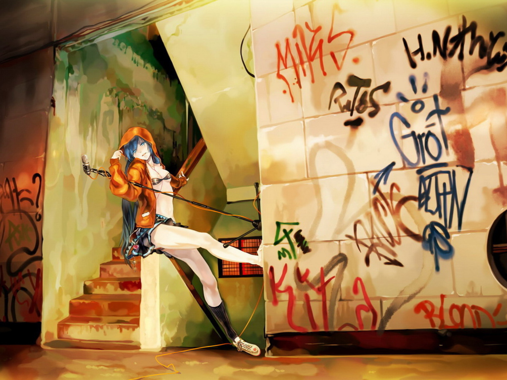 Рисунок девушки в подъезде