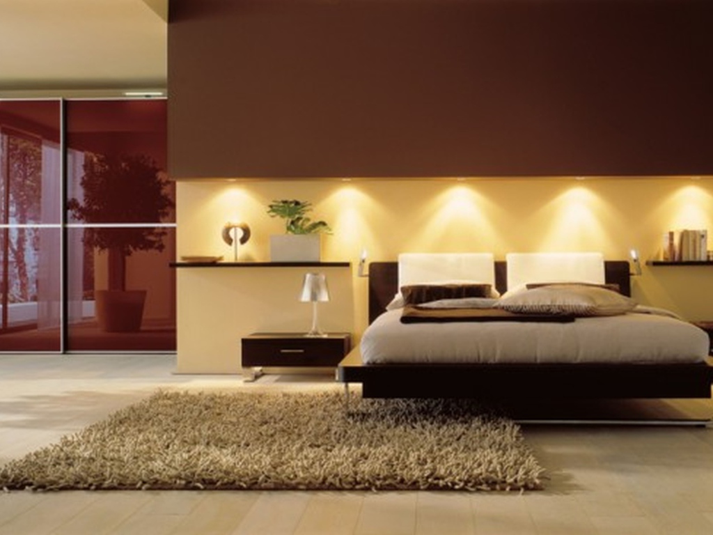 Пушистый ковер в спальне