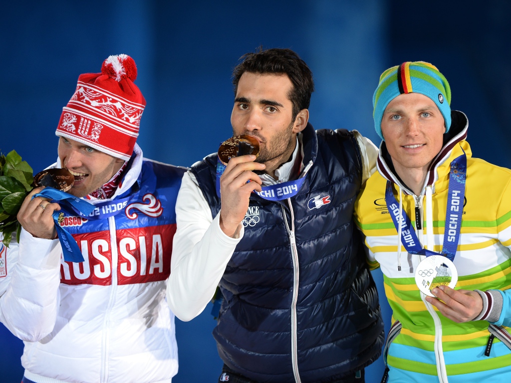 Немецкий биатлонист Эрик Лессер на олимпиаде в Сочи